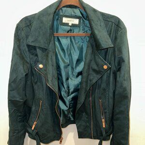 Wildflowers Green Suede Moto Jacket with Rose Gold Hardware